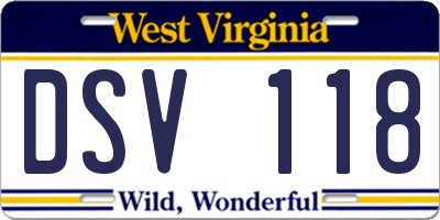 WV license plate DSV118