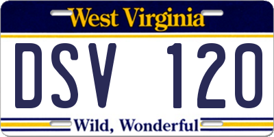WV license plate DSV120