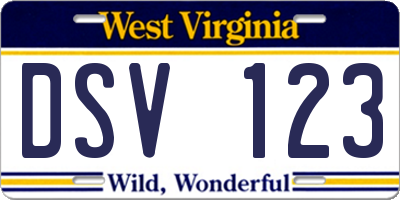 WV license plate DSV123