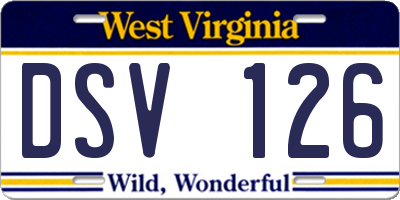 WV license plate DSV126