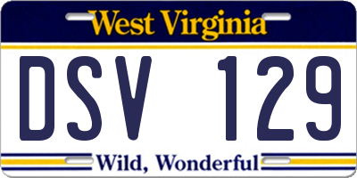 WV license plate DSV129