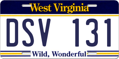 WV license plate DSV131
