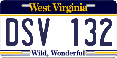 WV license plate DSV132