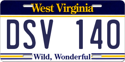 WV license plate DSV140