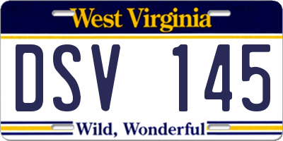 WV license plate DSV145