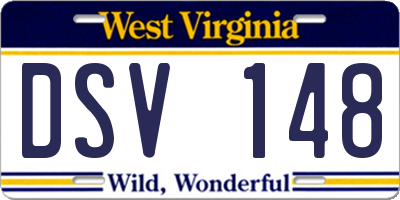 WV license plate DSV148