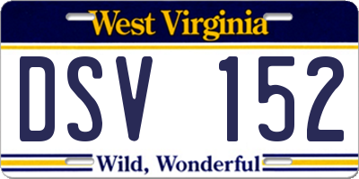 WV license plate DSV152