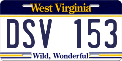 WV license plate DSV153