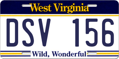 WV license plate DSV156