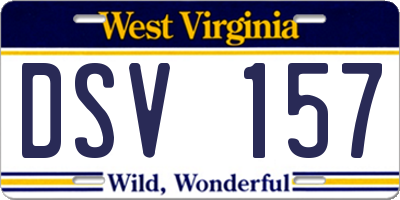 WV license plate DSV157