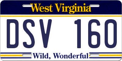 WV license plate DSV160