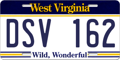 WV license plate DSV162