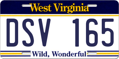 WV license plate DSV165