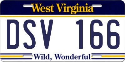 WV license plate DSV166