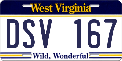WV license plate DSV167
