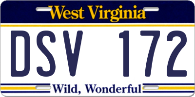 WV license plate DSV172