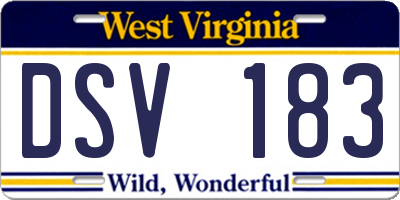 WV license plate DSV183