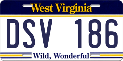 WV license plate DSV186