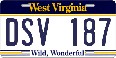 WV license plate DSV187