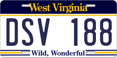 WV license plate DSV188