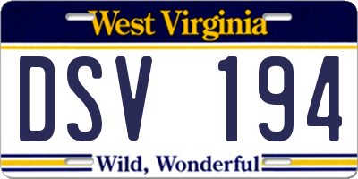 WV license plate DSV194