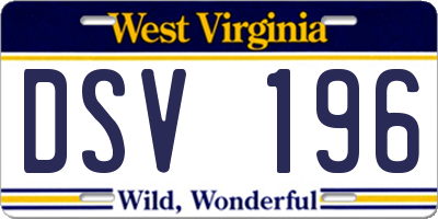WV license plate DSV196