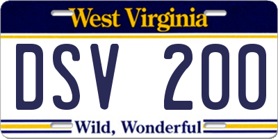 WV license plate DSV200