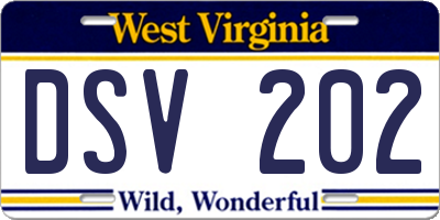 WV license plate DSV202