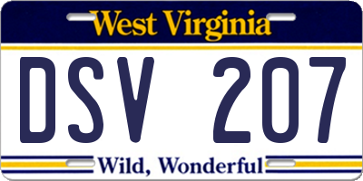 WV license plate DSV207