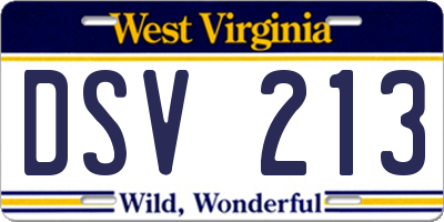 WV license plate DSV213