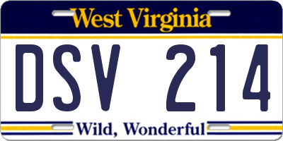 WV license plate DSV214