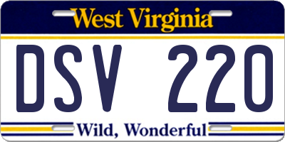 WV license plate DSV220