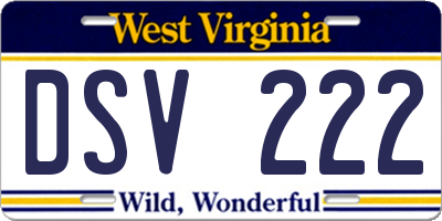 WV license plate DSV222