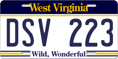 WV license plate DSV223