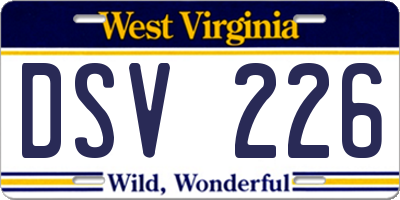 WV license plate DSV226