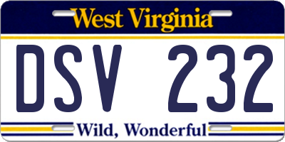 WV license plate DSV232