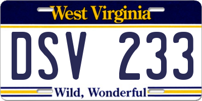 WV license plate DSV233