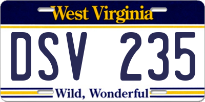 WV license plate DSV235