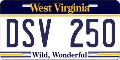 WV license plate DSV250