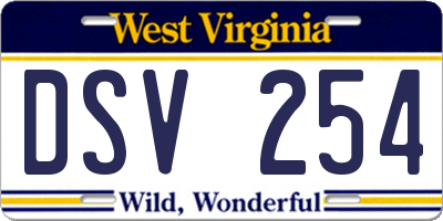 WV license plate DSV254