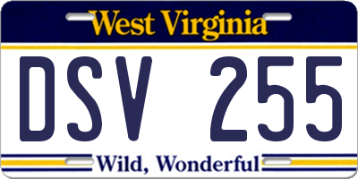 WV license plate DSV255
