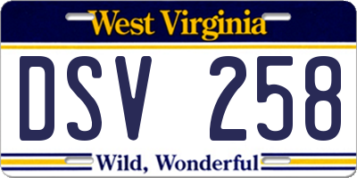 WV license plate DSV258