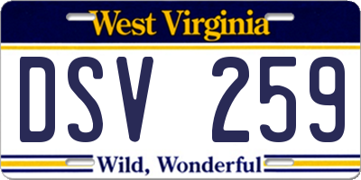WV license plate DSV259