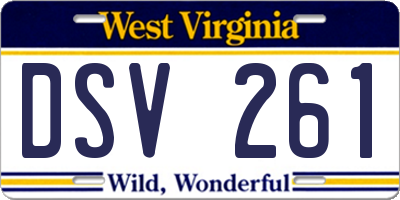 WV license plate DSV261