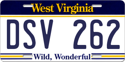 WV license plate DSV262
