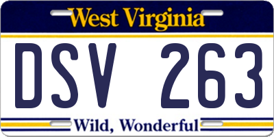 WV license plate DSV263