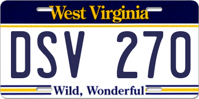 WV license plate DSV270