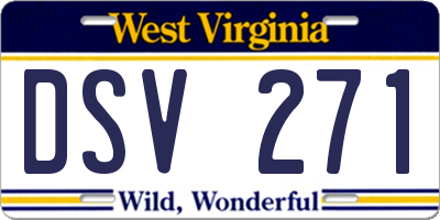WV license plate DSV271