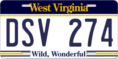 WV license plate DSV274