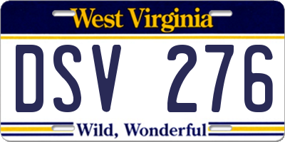 WV license plate DSV276